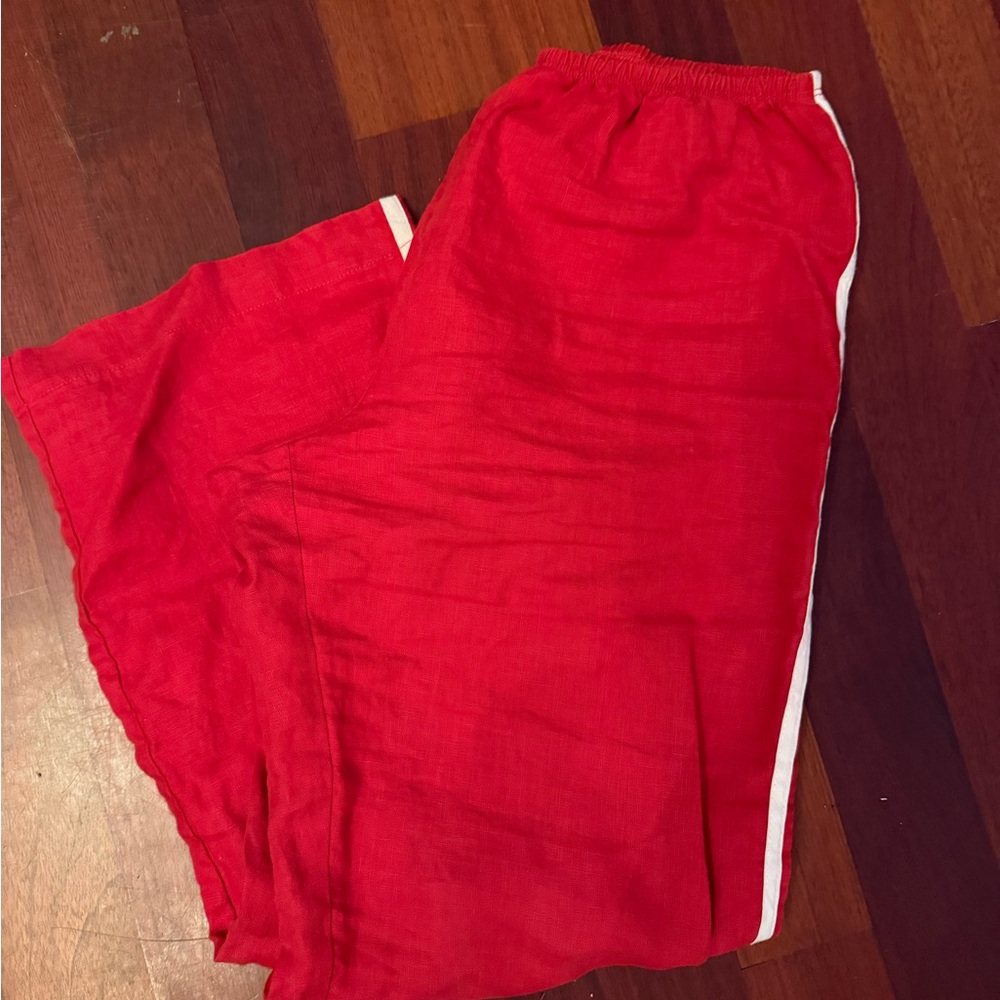 DONNI cropped linen stripe pant damaged